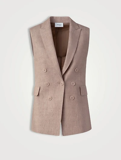 Double-Breasted Linen Vest