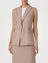 Double-Breasted Linen Vest