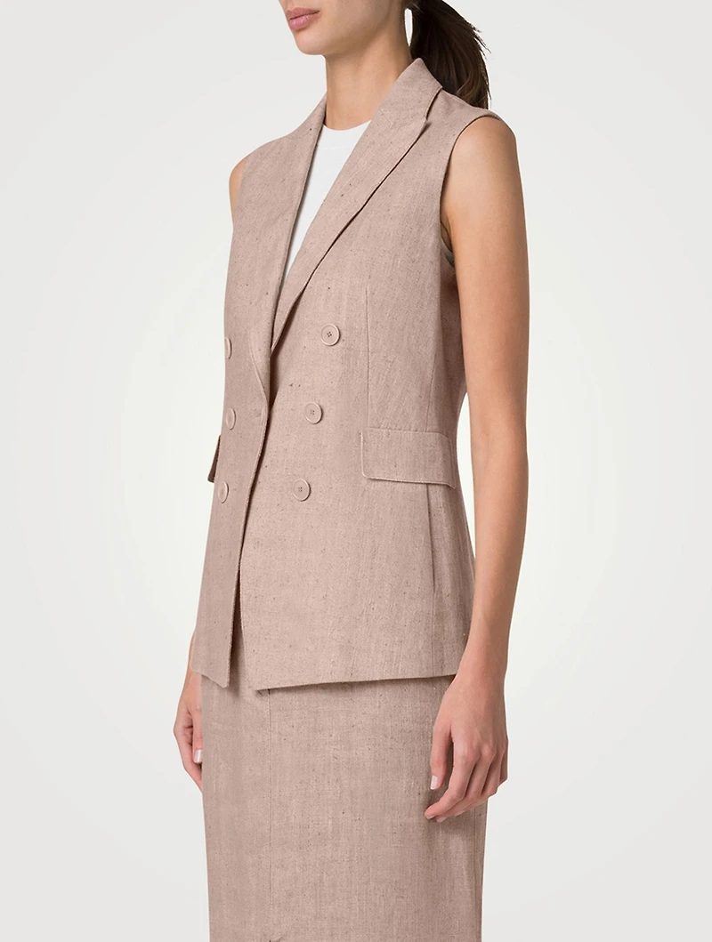 Double-Breasted Linen Vest