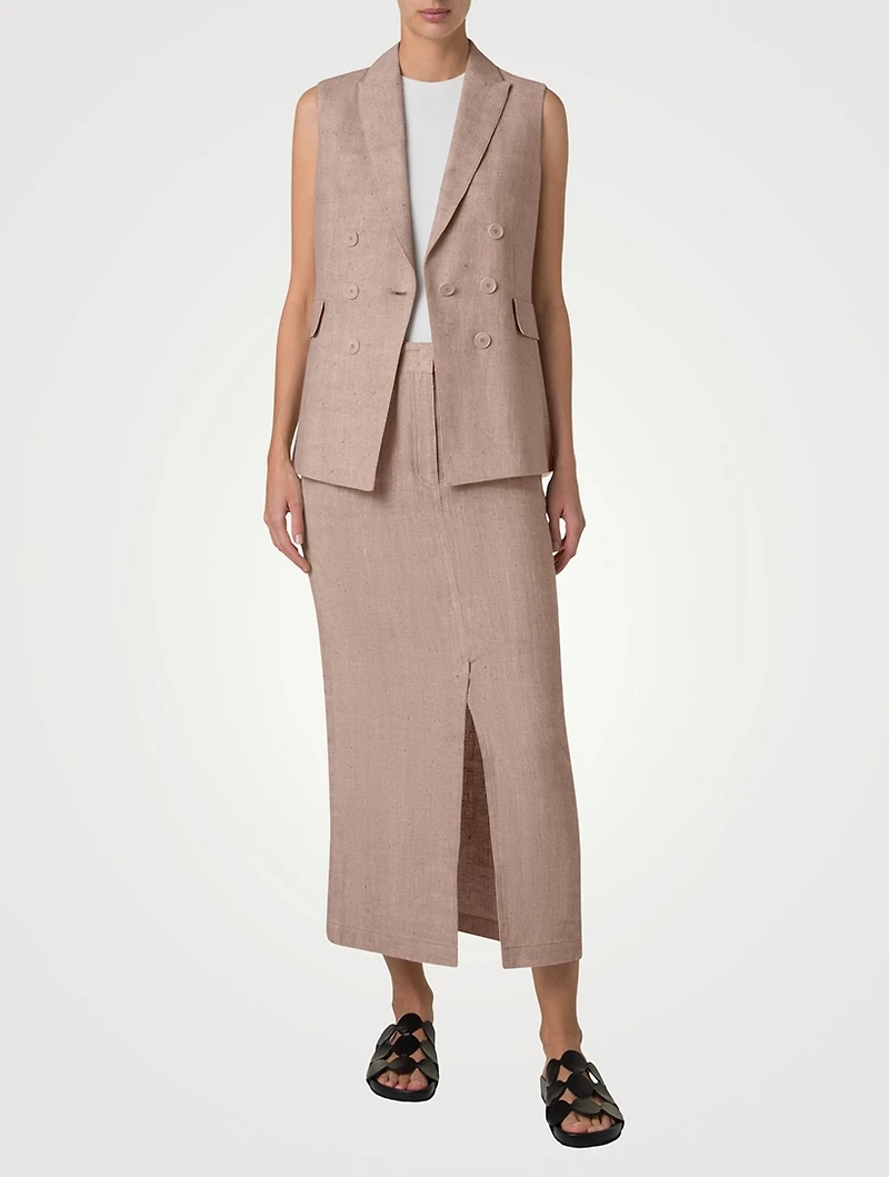 Double-Breasted Linen Vest