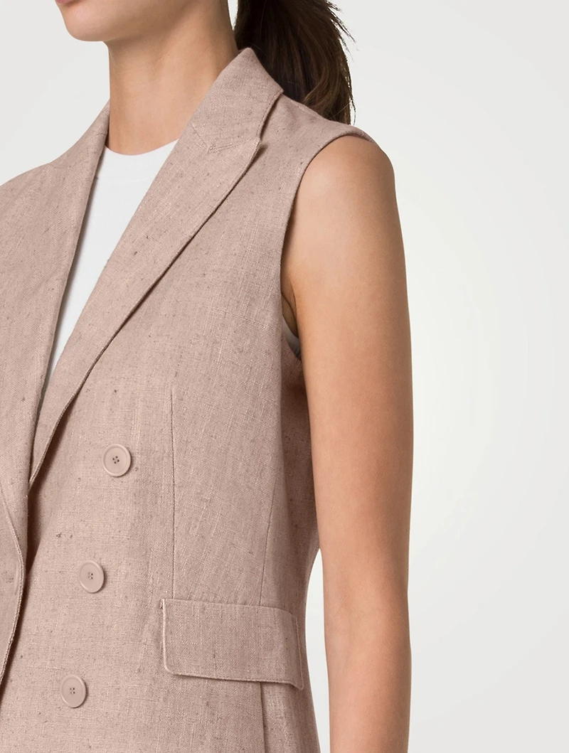 Double-Breasted Linen Vest