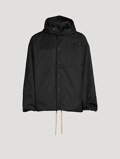 Textured Nylon Hooded Coaches Jacket