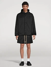 Textured Nylon Hooded Coaches Jacket