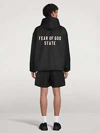 Textured Nylon Hooded Coaches Jacket