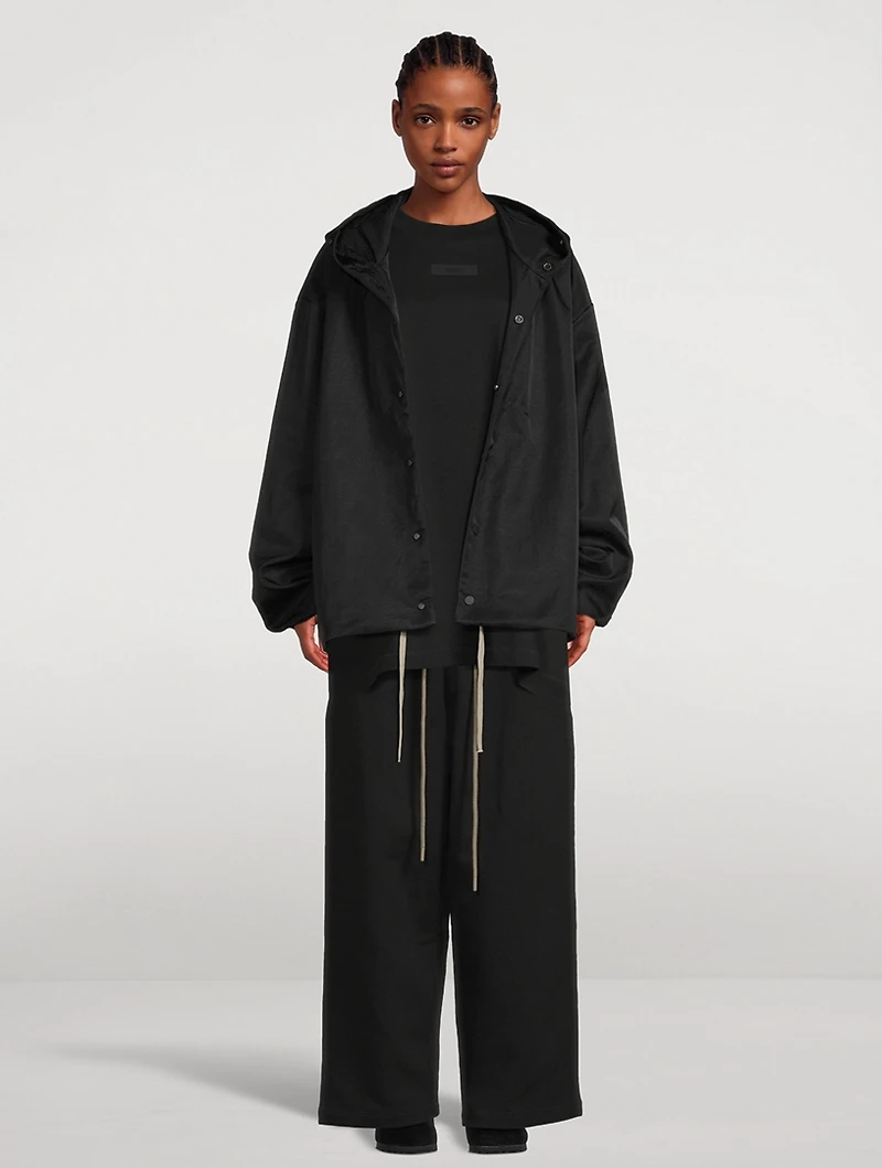 Textured Nylon Hooded Coaches Jacket
