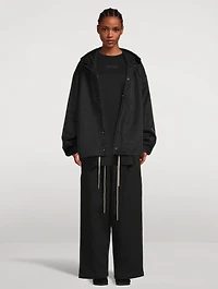 Textured Nylon Hooded Coaches Jacket