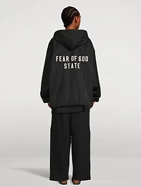 Textured Nylon Hooded Coaches Jacket