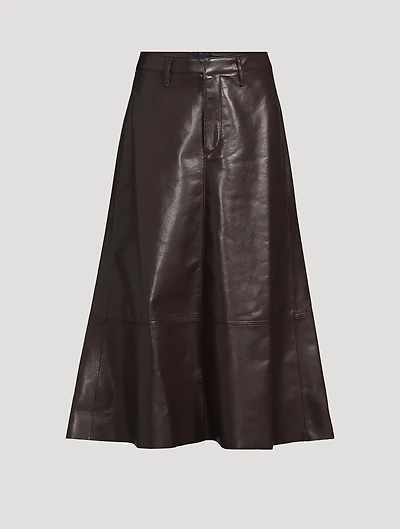 Cassia Leather Midi Skirt