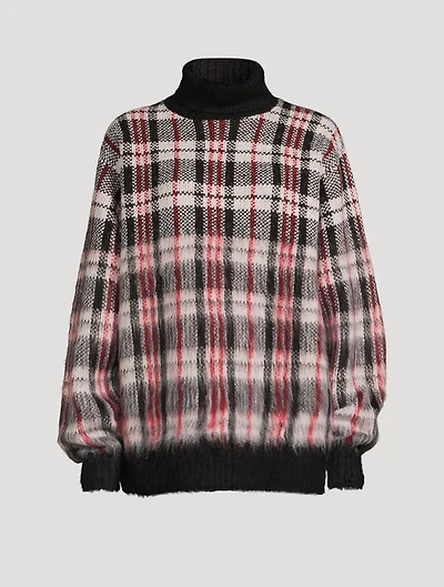 Brushed Plaid Turtleneck Sweater