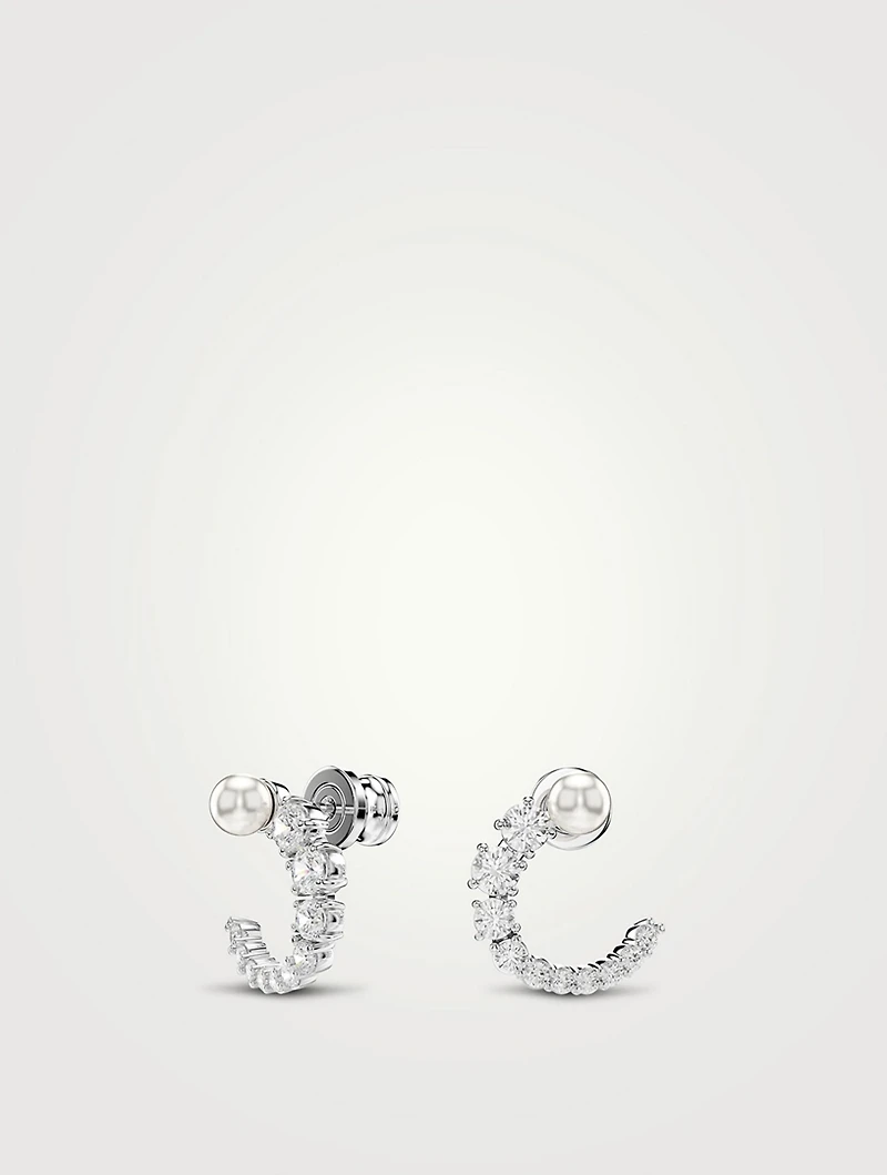 Matrix Crystal And Crystal Pearl Hoop Earrings