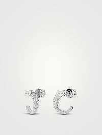 Matrix Crystal And Crystal Pearl Hoop Earrings