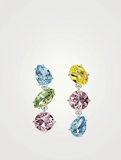 Gema Asymmetric Mixed Cut Crystal Drop Earrings