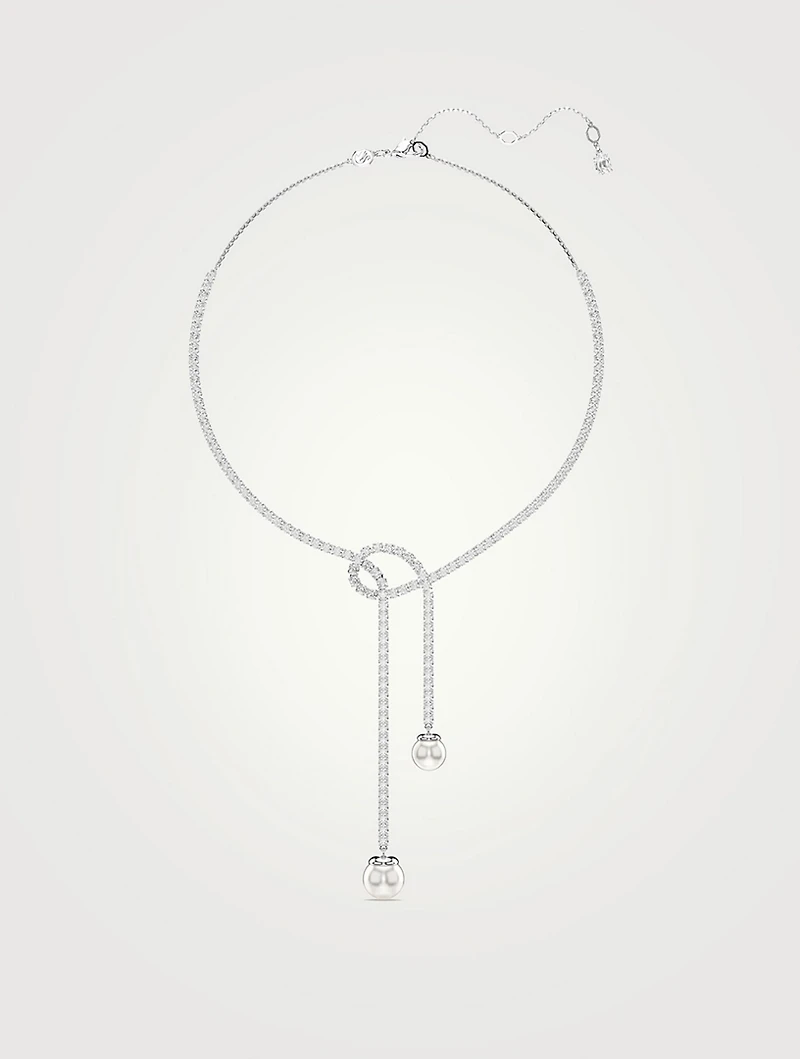 Matrix Crystal And Crystal Pearl Y Necklace