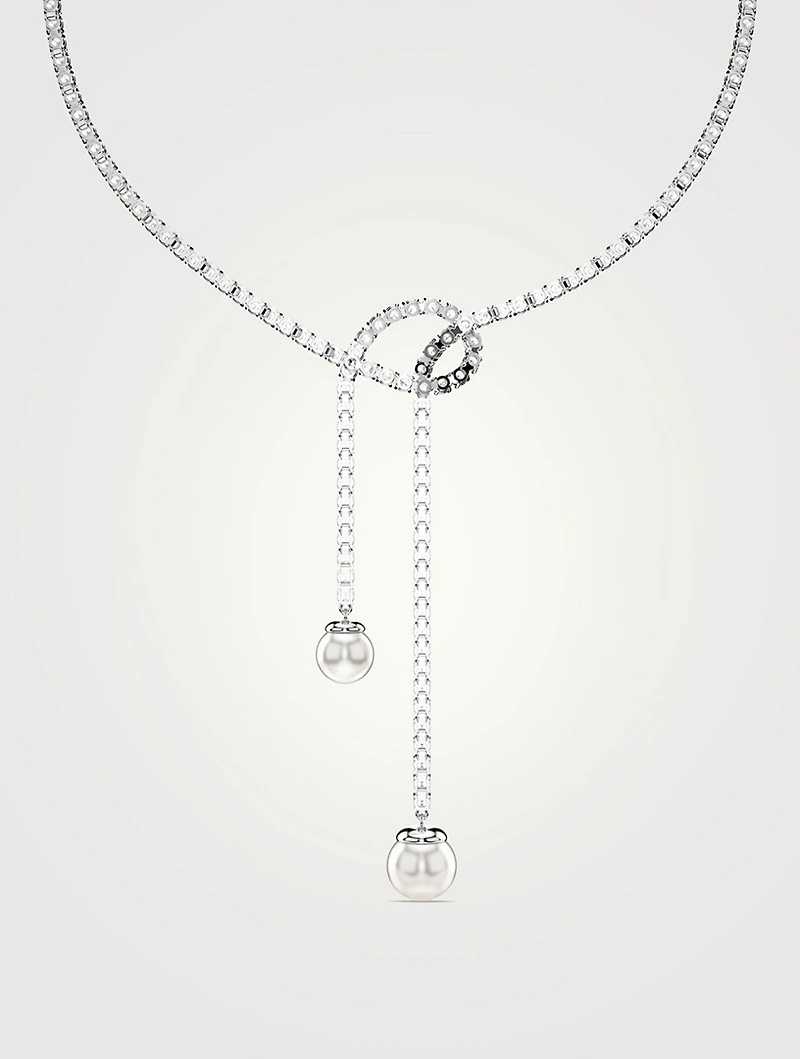 Matrix Crystal And Crystal Pearl Y Necklace