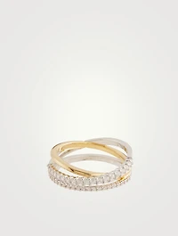 Hyperbola Three-Band Ring With Crystals