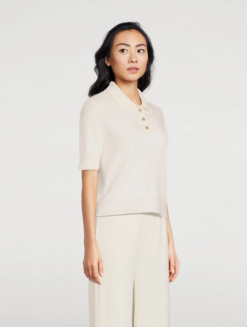 Carolyn Brushed Cashmere Polo Sweater
