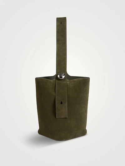 Large Suede Pebble Bucket Bag