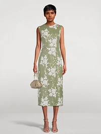 Sequin Sheath Dress Floral Print