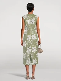 Sequin Sheath Dress Floral Print