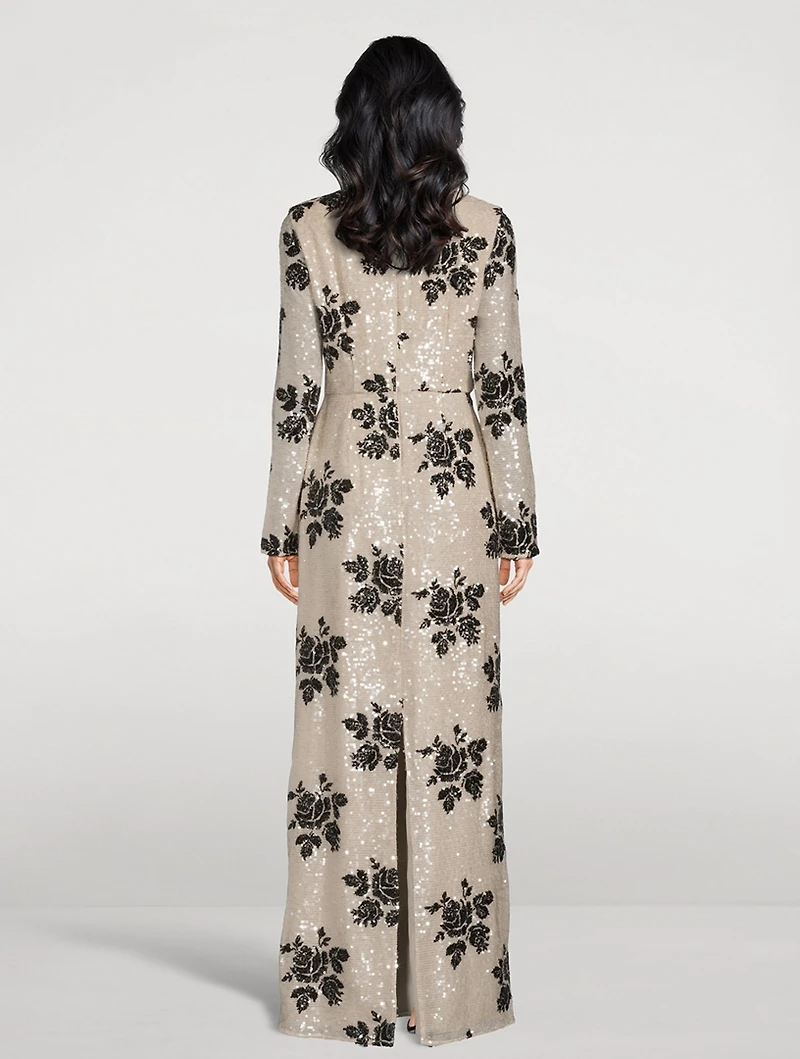 Sequin Gown Floral Print