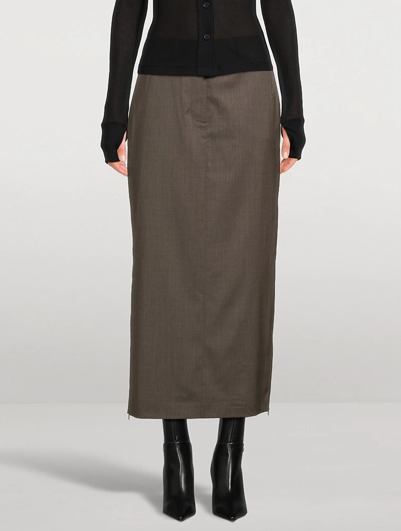Wool Column Skirt