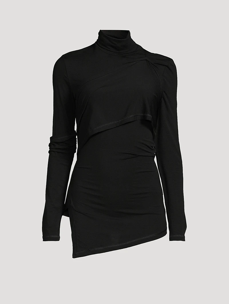 Draped Jersey Turtleneck
