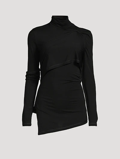 Draped Jersey Turtleneck