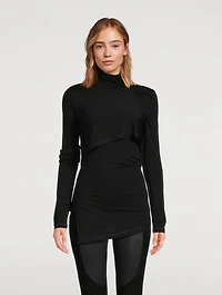 Draped Jersey Turtleneck