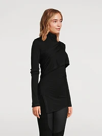 Draped Jersey Turtleneck