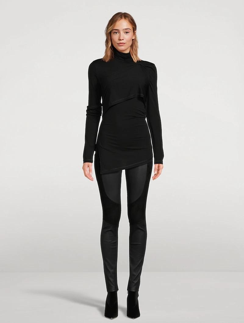 Draped Jersey Turtleneck