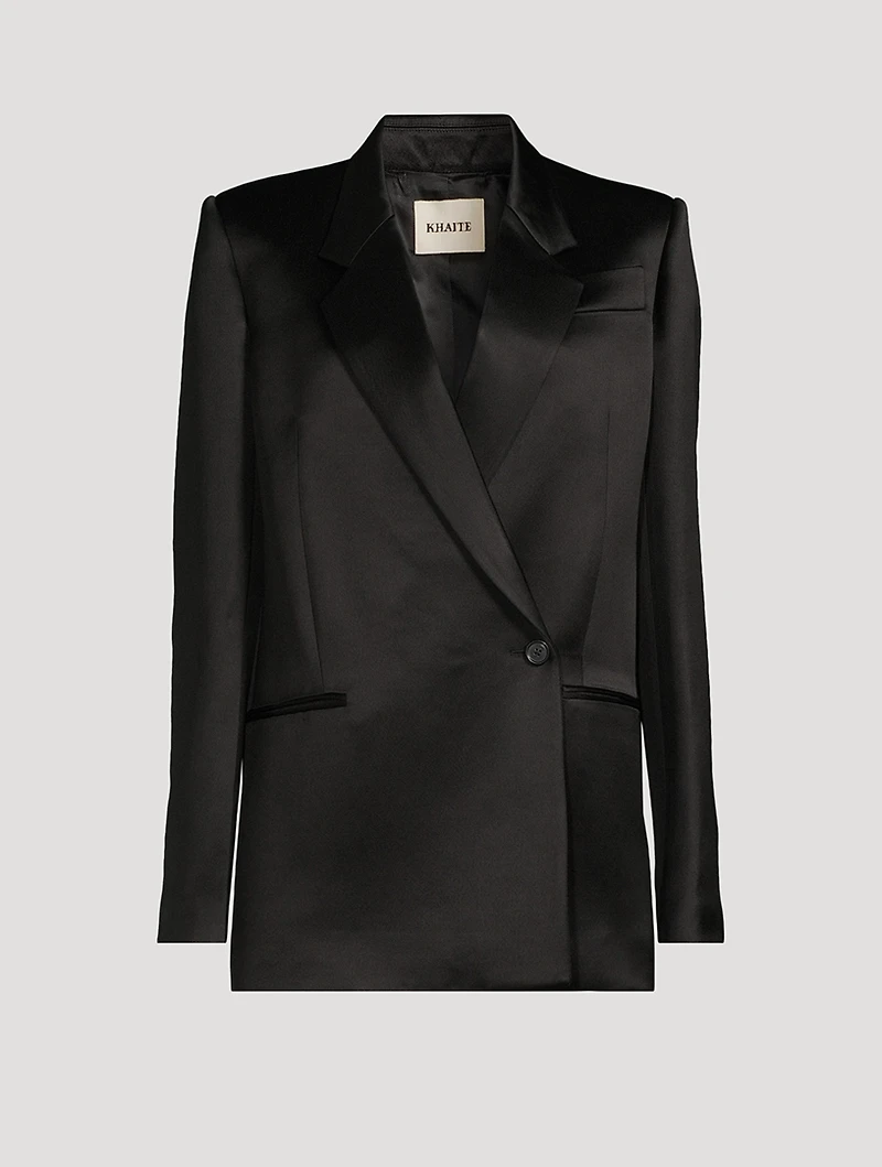 Willow Double-Breasted Satin Blazer