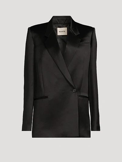 Willow Double-Breasted Satin Blazer