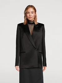 Willow Double-Breasted Satin Blazer