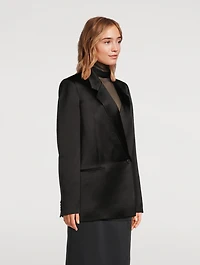 Willow Double-Breasted Satin Blazer