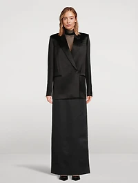 Willow Double-Breasted Satin Blazer
