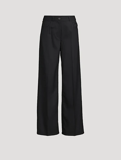 Wool Blend Wide Leg Jeans