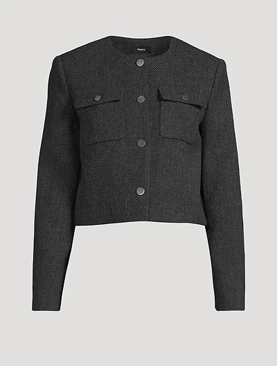 Plush Tweed Cardigan Jacket