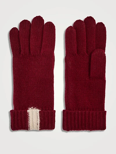 Cashmere One-Stripe Gloves
