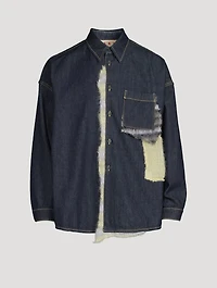 Mohair-Patchwork Denim Shirt