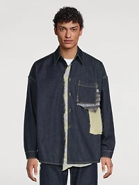 Mohair-Patchwork Denim Shirt