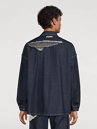 Mohair-Patchwork Denim Shirt