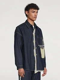 Mohair-Patchwork Denim Shirt