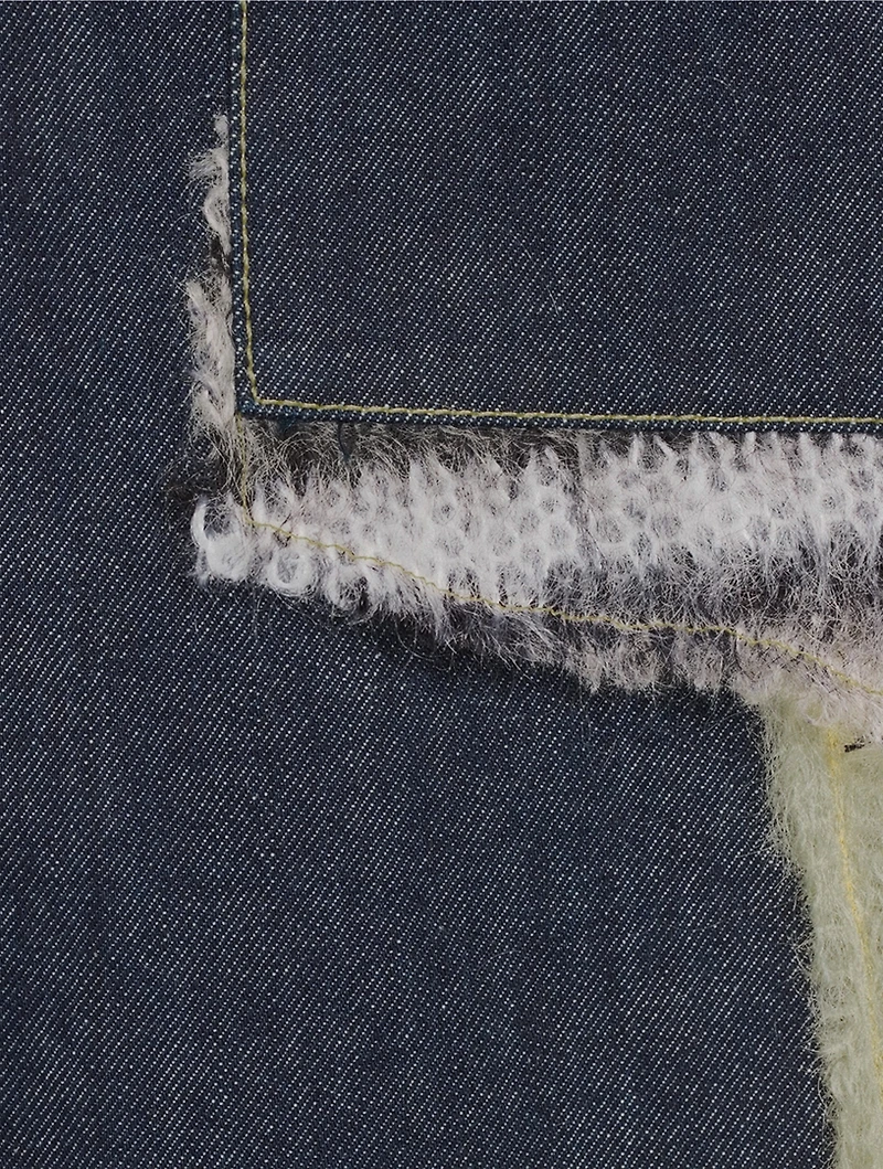 Mohair-Patchwork Denim Shirt