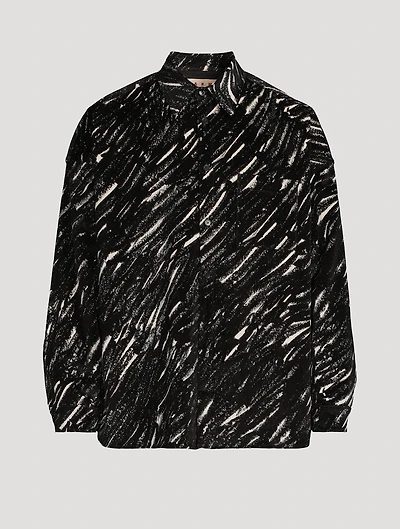 Flocked Denim Shirt Crayon Print
