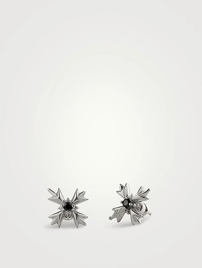 Black Crystal Crest Earrings