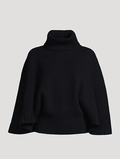 Wool Cashmere Turtleneck Cape