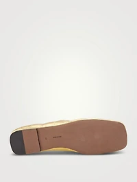 Square Metallic Leather Ballet Flats