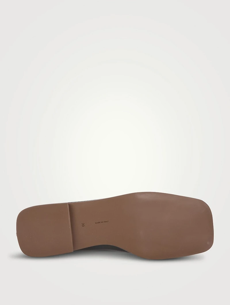 Square Leather T-Strap Ballet Flats