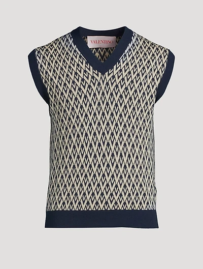 Wool Toute La V Jacquard Vest