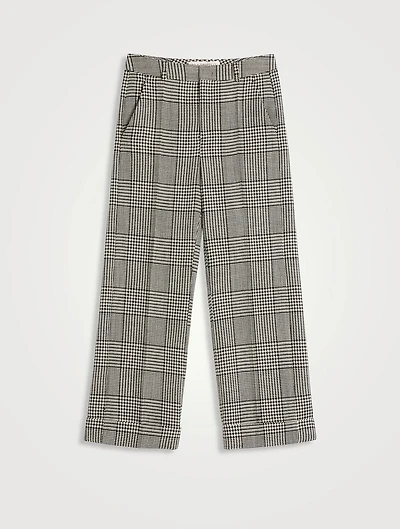 Houndstooth Check Wool Trousers